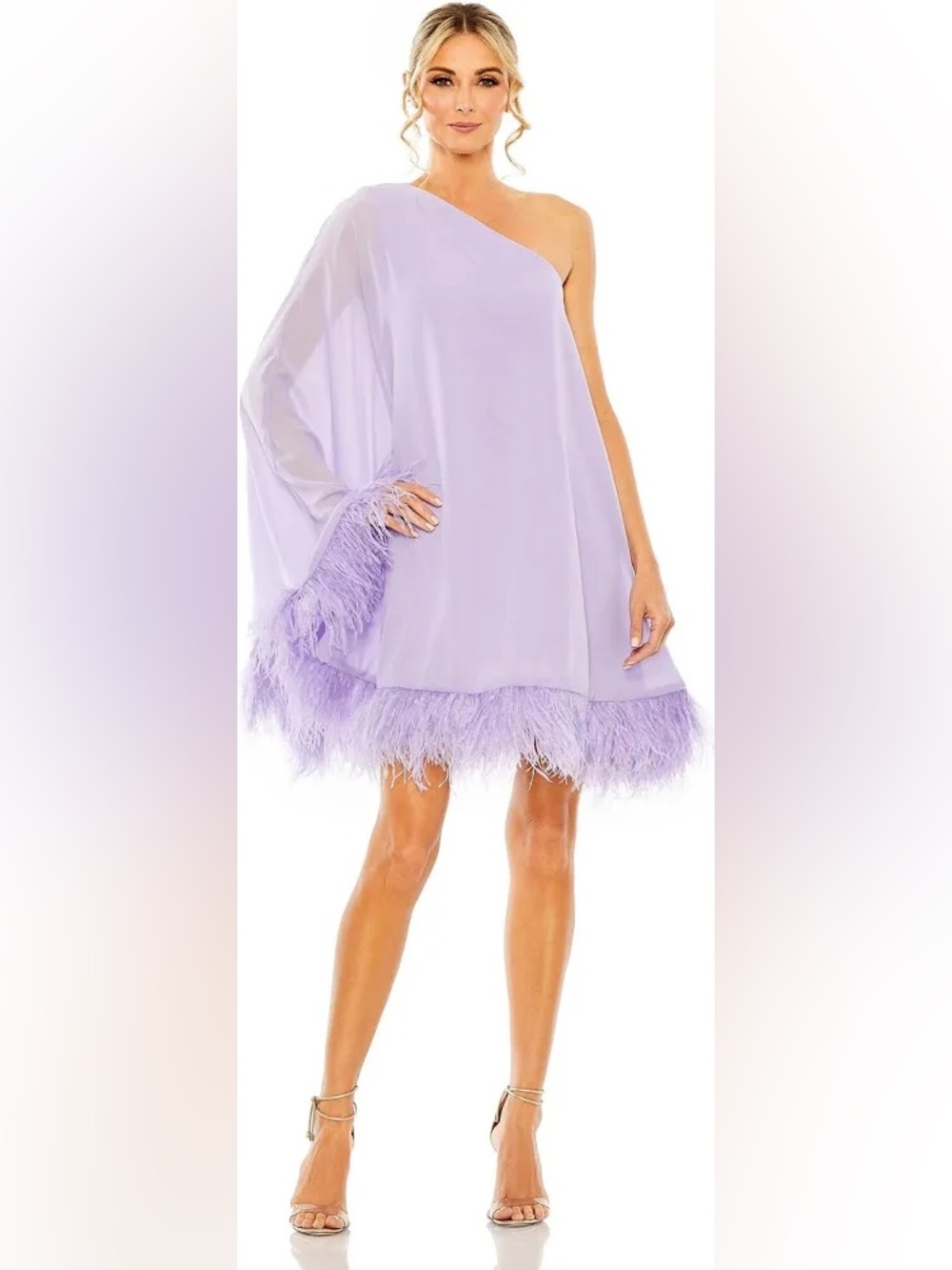 Mac Duggal Lavender Feather Mini Dress NWT Birthday Bridal Shower Glam